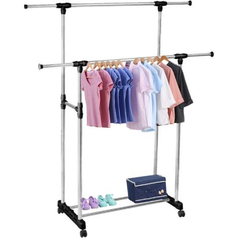 Stand appendiabiti da terra attaccapanni abiti 155 X 80 x 42mm doppio 69065