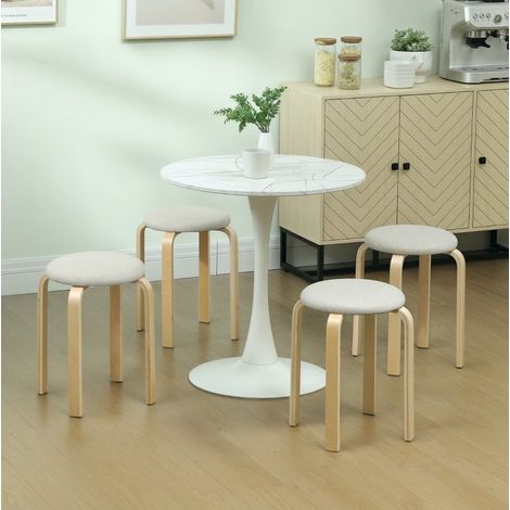 Lot de 4 tabourets empilables 40 x 40 x 45 cm crème blanche DESVIAE (1/5)