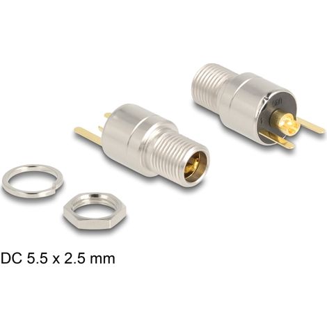 Delock Conector DC 5,5 x 2,5 mm hembra para soldar - redonda 20 V / 15 A