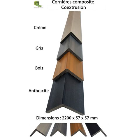Green Outside – Cornière de finition composite 2200x57x57mm – Pour bardage et terrasse – Technologie co-extrudée – Résistante aux UV et aux champignons