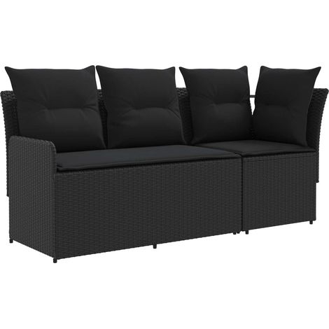 Sofá de jardín con brazo y sofá en esquina 2 Pieza Negro vidaXL