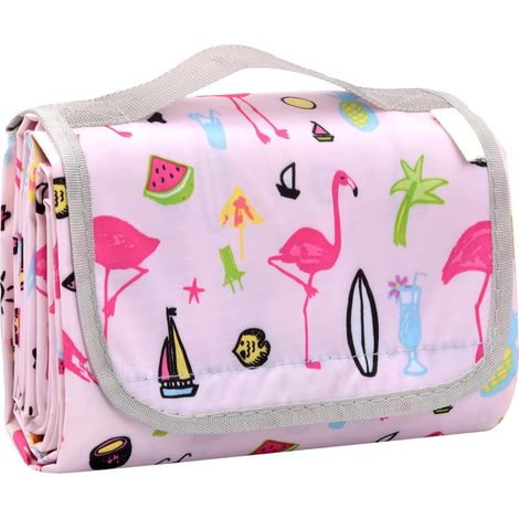 Couverture de pique-nique 200x150cm, couverture de plage de tapis de pique-nique lavable pliable imperméable avec poignée pour les voyages de camping (1/5)