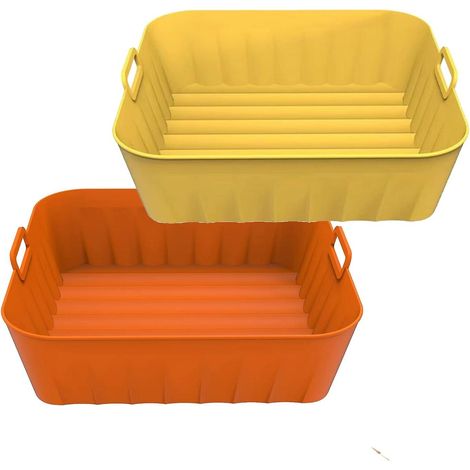 Ensemble d'accessoires en silicone pour friteuse à air chaud - Panier et casserole pour friteuse à air chaud, micro-ondes, moule à gâteau, cuiseur vapeur (21 x 18 x 6,8 cm) (1/5)