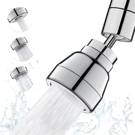 Modes Kitchen Faucet Sprayer Head - 360 Degree Kitchen Sink Spray Head (Silver), Kitchen Aerator, Water Saving Faucet Adapter, for Bathroom Sink, FM22/M24