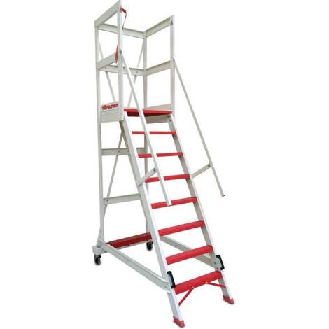 Escalera con plataforma y barandilla de seguridad de fibra de vidrio Altura de plataforma 138 cm ALFI06 FARAONE (1/5)