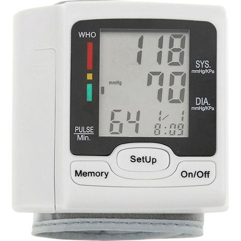 Vente chaude-Tensiomètre automatique au poignet sphygmomanomètre LCD affichage numérique usage domestique médical pour mesurer le pouls (1/5)