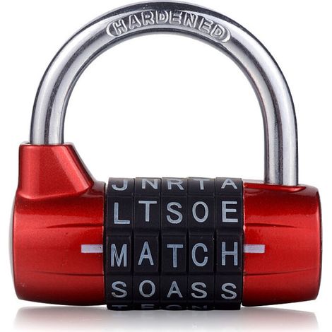 Cadenas à Combinaison, Cadenas à Code Cadenas à Combinaison Étanche et Antirouille Serrure pour Familles, Ecoles,Entreprises,Casiers et Autres Lieux (Cadenas 5 lettres)-rouge (1/5)