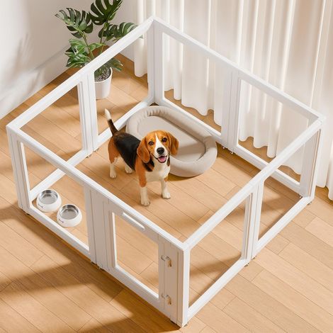 Enclos d'intérieur en Acrylique Transparent pour Chiot, Chat, Lapin, Furet, Facile à Assembler, idéal pour Les Petits Chiens (77 cm de Hauteur, 8 pièces) (1/5)