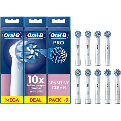 Têtes de brosse à dents Sensitive Clean & Care, paquet de 9