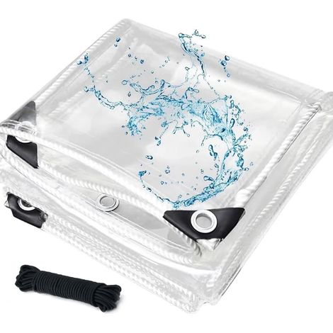 Telone trasparente e spesso, resistente al vento e all'acqua, protezione versatile per balconi e giardini esterni. (1/5)