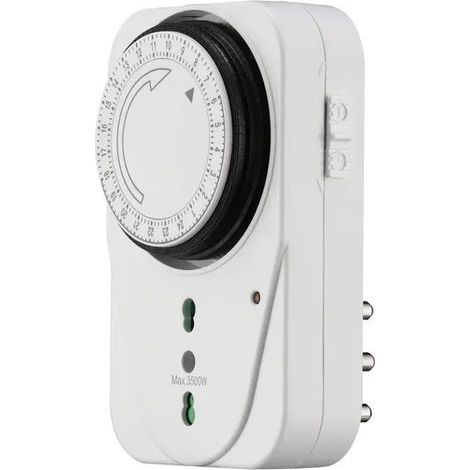 Temporizzatore analogico 24h timer con presa 220V fino a 3500W con interruttore