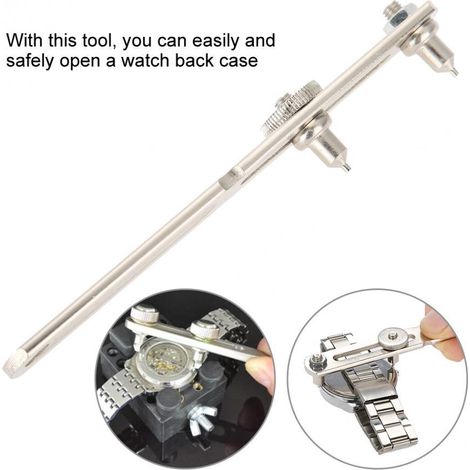 Two-pronged watch case opener, watch battery changer, watch repair tool, silver two-pronged case opener.--DTEKGAZ