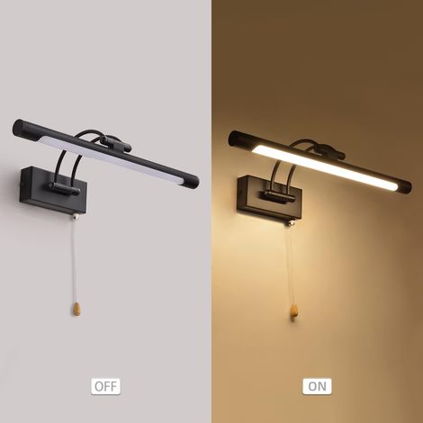 QAZQA LED 8W IP44 Miroir Applique Murale Éclairage De Salle De Bain Noir Mat Intérieur Éclairage Avec Interrupteur, 40CM 3000K Appliques Pour Tableaux et Vitrines Bras Réglable Lampes De Lecture