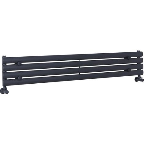 Milano Aruba Anthracite Horizontal Single Oval Panel Radiator - 236mm x 1400mm (1/5)