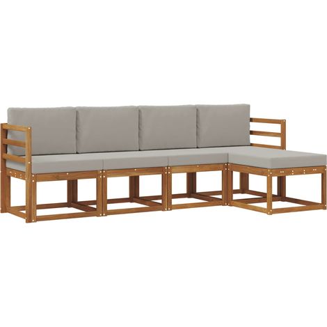 Conjunto de sofás de exterior 5 pcs Gris Natural y Claro vidaXL (1/5)