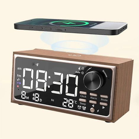 Vintage Doppelwecker-Radio mit kabelloser Ladefunktion und FM-Radio (1/5)