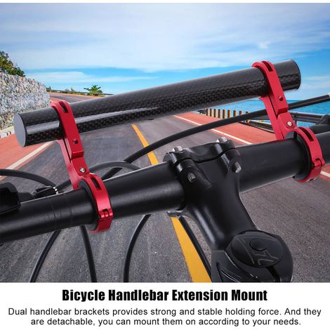 Support de guidon de vélo avec rallonge pour lampe torche et compteur de vitesse (rouge) (1/5)