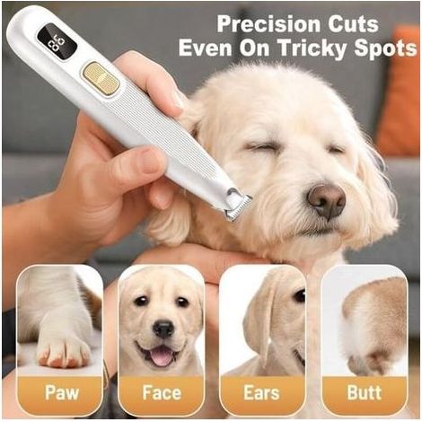 Tondeuse pour Pattes Chien Silencieuse, Tondeuse pour Pattes Chien Chat Professionnelle avec Lumière LED, Toilettage pour Animaux Rechargeable par USB pour Pattes, Yeux, Oreilles, Visage, Corps (1/4)