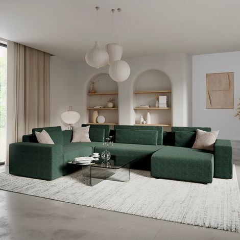 5-Sitzer U-Sofa mit rechtem Winkel verwandelbar mit Stauraum Lorenzo Grün (1/5)