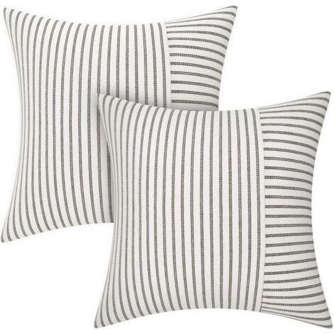 Kaelt - Lot De 2 Housse Coussin 40 X 40 Housse De Coussin Coton Coton Coussin Canape Rayures Coussin Déco Bohème Coussin Canape Déco Pour Canapé Salon Chambre Coussins D'extérieur 40 X 40 Gris (1/5)