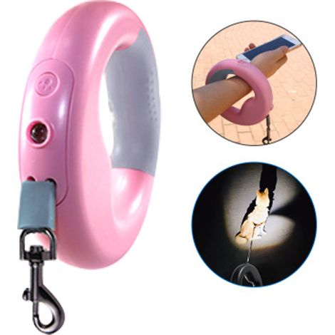 Laisse rétractable automatique pour animaux de compagnie LX avec lumière LED - Rose Sakura (1/5)