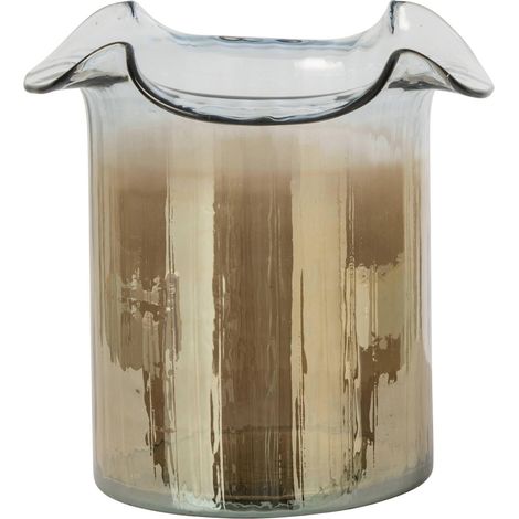 Vase cylindre en verre fumé ondulé - rouille transparent (1/2)