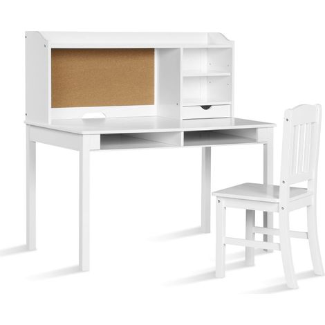 Set scrivania e sedia per bambini 111,5 x 61 x 110,5 cm moderno e spazioso mobile contenitore in MDF bianco 200011745