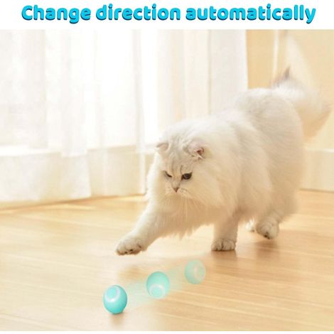 Jouet interactif bleu intelligent pour chat, balle pour chat avec lumières LED, balle rotative automatique à 360°, cadeau amusant pour les chatons - 2