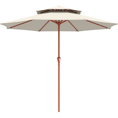 Outsunny 2.7 m Garden Parasol with Double Top, Cream White