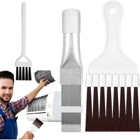 Peignes à ailettes pour unité A/C – Peigne à ailettes pour climatiseur Brosse de Nettoyage pour radiateur, Voiture, Camping-Car, fenêtre, Conduit, appareils ménagers, Entretien de la Maison (1/5)