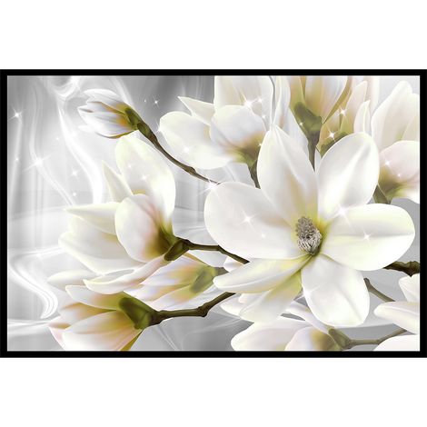 Affiche encadrée fleurs blanches lumineuses (1/5)
