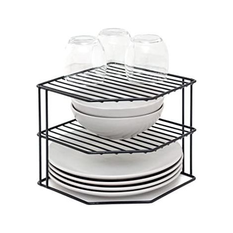 Range-Assiettes à 3 Niveaux - Organisateur de Placard de Cuisine - Noir (1/5)