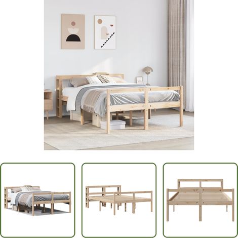 vidaXL Lit en bois - Lit pour personne âgée et tête de lit 120x190cm bois pin massif (1/5)