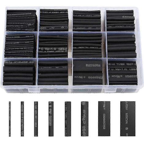 Kit de gaines thermorétractables - 650 pièces, 8 tailles, rapport de rétreint 2:1 pour la protection de l'isolation des câbles (1/4)