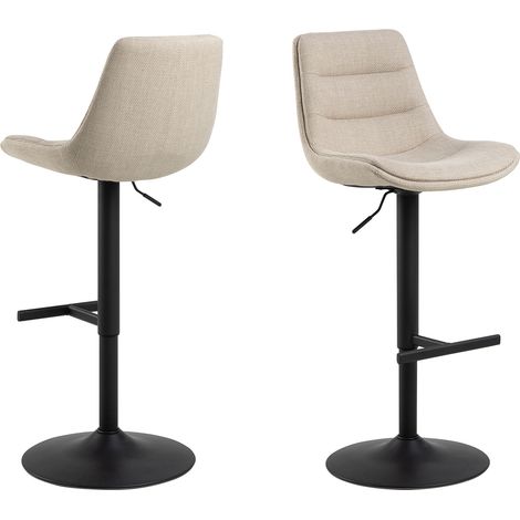 Lot de 2 chaises de bar 47x52x95 cm en tissu texturé beige - HAMMEL (1/5)