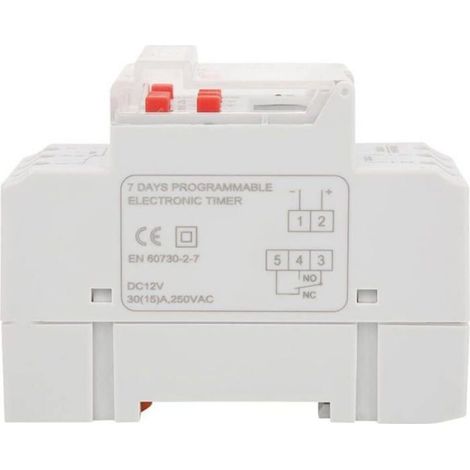-Programmateur Horaire Electrique Minuterie Relais Interrupteur Horaire afficheur LCD Préréglage Hebdomadaire Programmable, 12V (1/4)