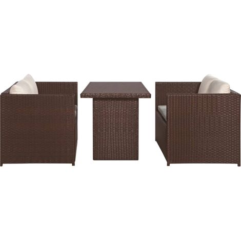 Maison Exclusive - 3-tlg. Bistro-Set mit Auflagen Poly Rattan Bra (1/5)