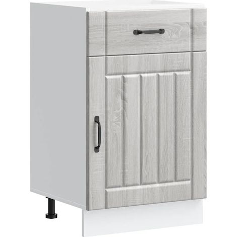 Armoire de cuisine Lucca fonctionnelle rangement design moderne 50 x 46 x 81,5 cm en bois d'ingénierie sonoma gris (1/5)