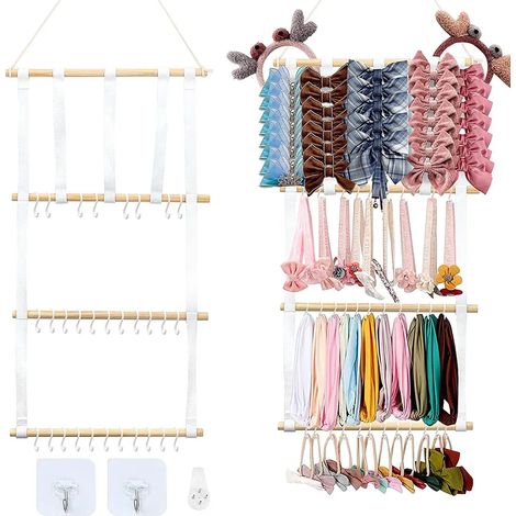 Porte-rubans pour filles, organisateur de rubans pour cheveux, porte-tête de rubans pour bébés, accessoires d'organisation pour murs, pièces, portes ou armoires