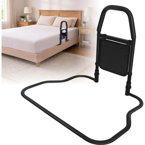 Barrière de Lit pour Personnes Âgées, Barrière de Sécurité Portable en Métal pour Adultes, Protection Anti-Chute avec Poignée, pour Soins à Domicile et à l’Hôpital (1/5)