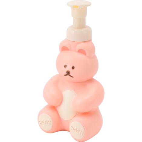 Distributeur de savon liquide vide, bouteille pompe pour shampoing après-shampoing douche, forme ours dessin animé, rose grand format (1/5)