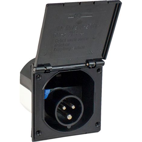 CEE Caravan-Einspeisungsstecker 3polig schwarz 230V 16A IP44