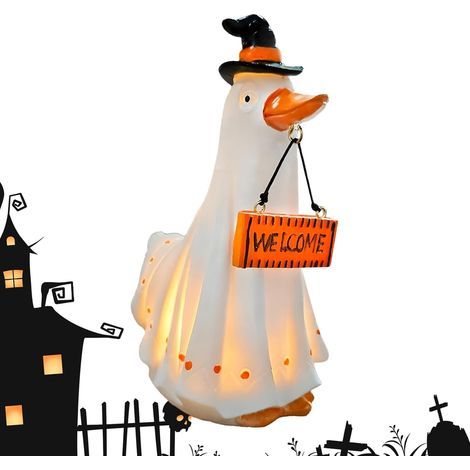 Fantôme d'halloween Résine Mignonne Lueur Chaude Amusante Éclairage Figurine Fantôme Animal Déco Halloween pour Fête Vacances Chambre Salon Maison Hantée Cour Table (1/5)