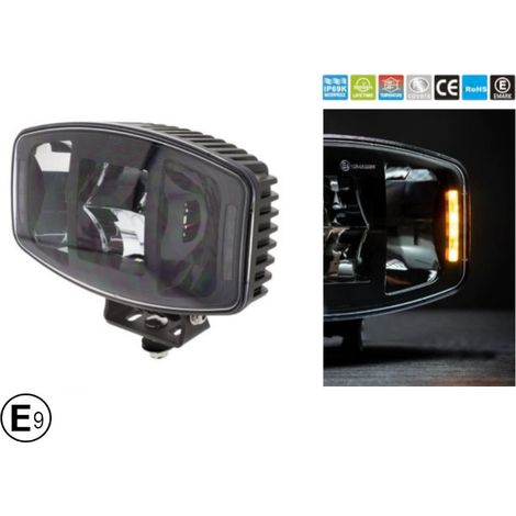 Projecteur LED universel puissant 100W, phare/lampe halogène 12V - 24V avec lumière DRL/feu de position blanc-jaune pour quad (A
