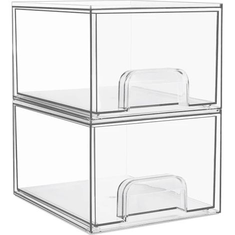 Bacs de rangement empilables, organisateurs de salle de bain en acrylique, rangement pour garde-manger et maison (1/5)
