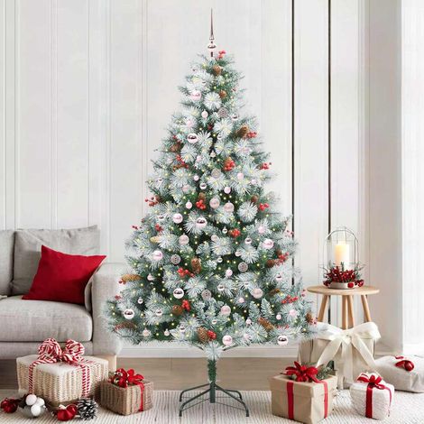 vidaXL Künstlicher Weihnachtsbaum Grün und Weiß 210 cm (1/5)