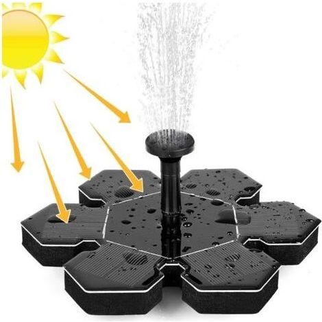 Fontaine Solaire Extérieur 1.5W, Pompe à Eau Solaire, Pompe Bassin Solaire avec Batterie et 4 Buses, Fontaine Solaire Pompe, Mini Fontaine Flottante pour Fontaines D'Étang Jardin Décoratives (1/5)