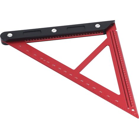 Équerre triangulaire en alliage d'aluminium pour menuisier, règle à angle droit avec échelle en pouces, outil de mesure de précision pour charpentier (1/5)