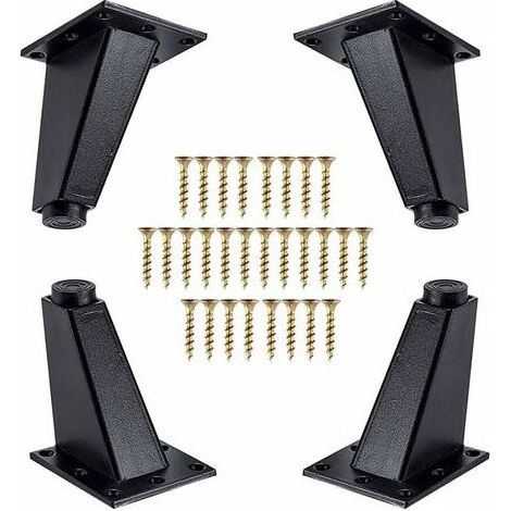 Lot de 4 pieds de meuble en métal noir 80 mm – Remplacement jambes canapé, commode, armoire – Vis de montage incluses – Capacité 115 kg (1/5)