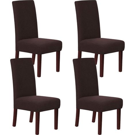 Coprisedia Elasticizzato Pranzo Jacquard Set 4 Pezzi Marrone (1/5)
